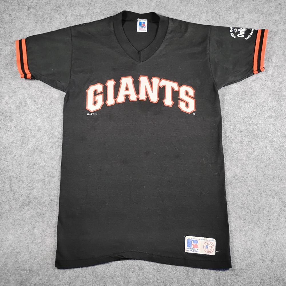 Vintage Russell Athletic SF‎ Giants Youth XL V-Neck Shirt 1996 Made in USA Black